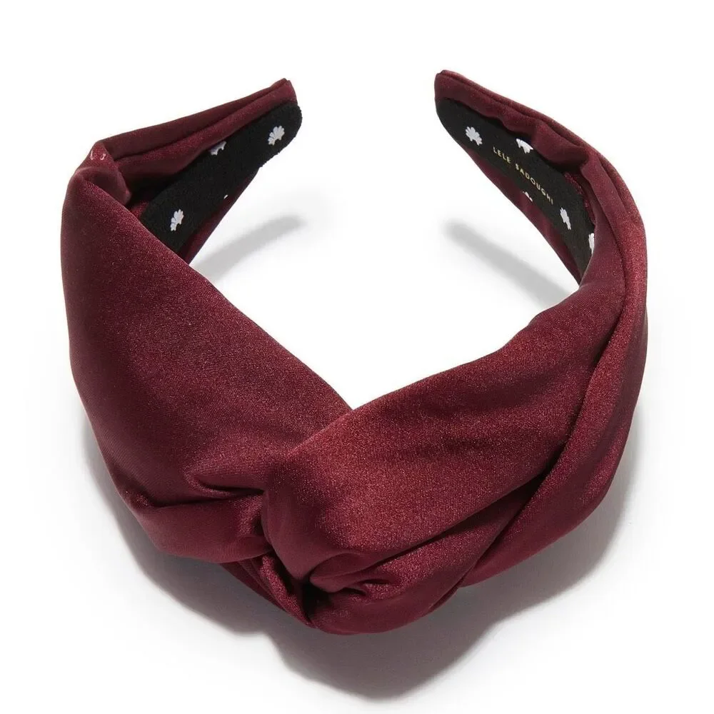 Lele Sadoughi Plum Greta Silk Classic Iconic 1.5” Twist Knotted Headband OS